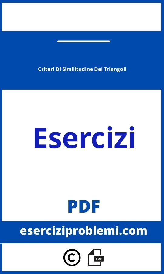 Criteri Di Similitudine Dei Triangoli Esercizi Svolti Pdf