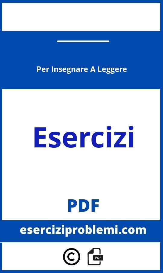 Esercizi Per Insegnare A Leggere